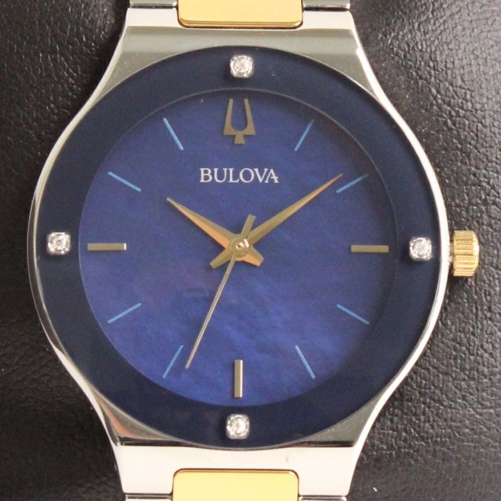 Bulova Women's Watch Diamond Indices Blue Mother Of Pearl Dial 32mm - Picture 9 of 13